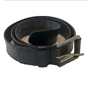 Vintage Mulberry genuine leather belt, silver metal buckle, black, 38
